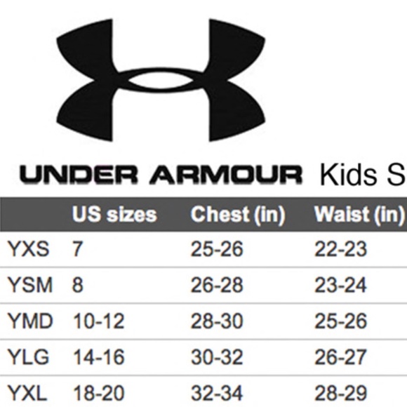 under armour size chart boys